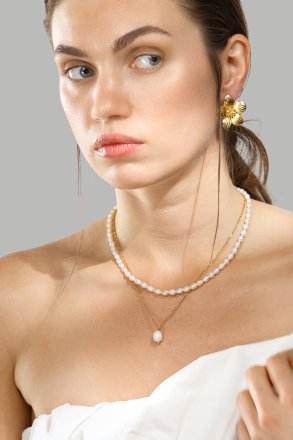 Halsband Duo Pearl & Gold - 18k Guldpläterat