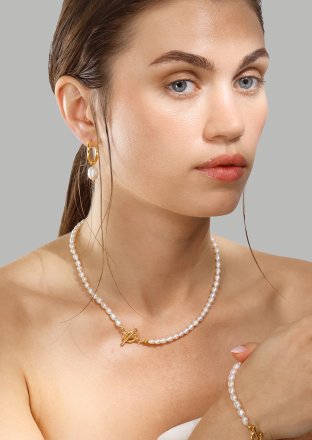 Halsband Classic Pearl - 18k Guldpläterat