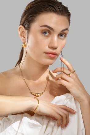 Armband Wave Cuff - 18k Guldpläterat