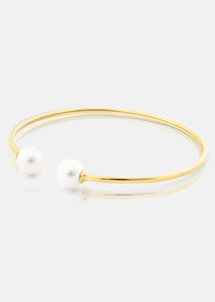 Pearl End Cuff Bracelet - 18k Guldpläterat