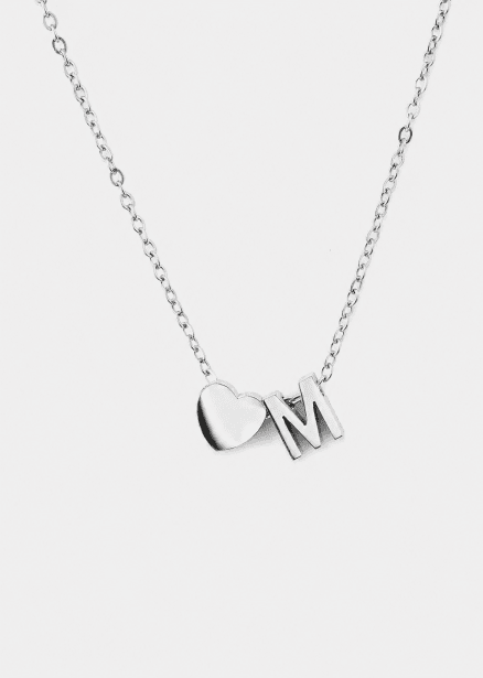 Halsband Heart Letter A-N - Silverpläterad