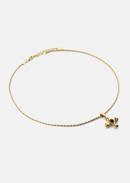 Emerald Cross Brown Halsband – 18k Guldpläterat