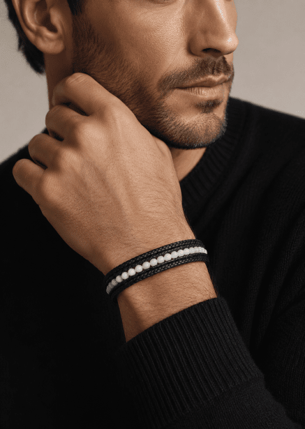 Läderarmband Titan Leaf