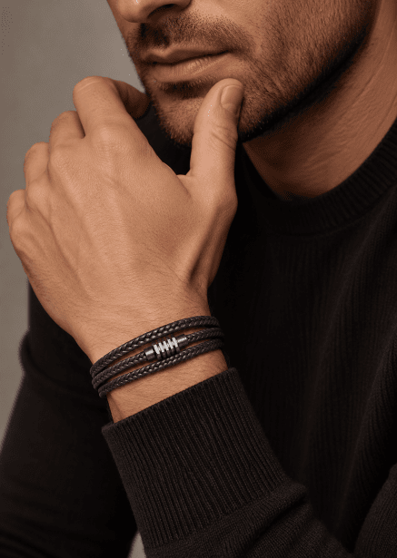 Läderarmband Velor Crest
