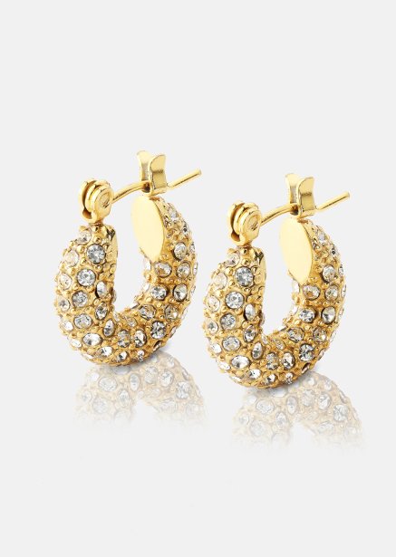 Chunky Pearl Hoop Earrings - 18k Guldpläterade