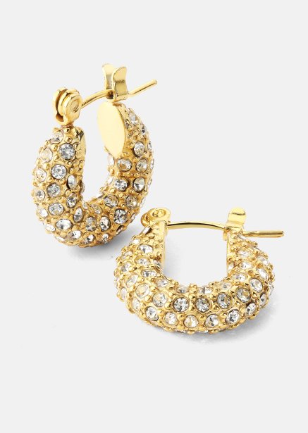 Chunky Pearl Hoop Earrings - 18k Guldpläterade