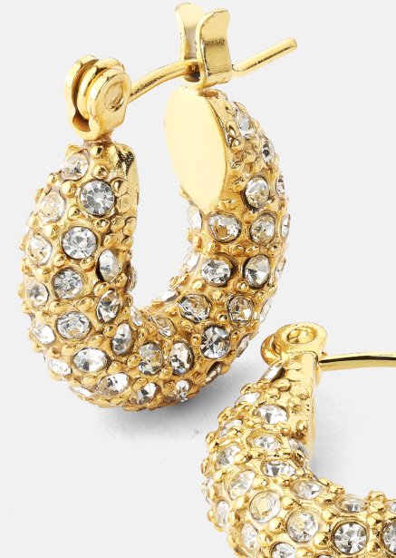 Chunky Pearl Hoop Earrings - 18k Guldpläterade