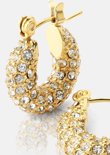 Chunky Pearl Hoop Earrings - 18k Guldpläterade