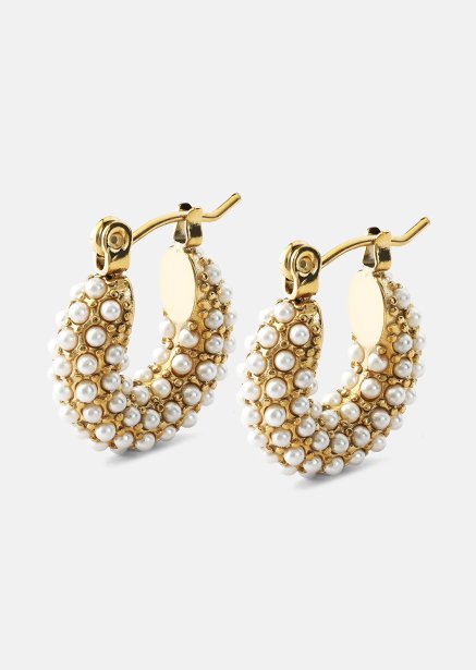 Chunky Pearl Hoop Örhänge - 18k Guldpläterat