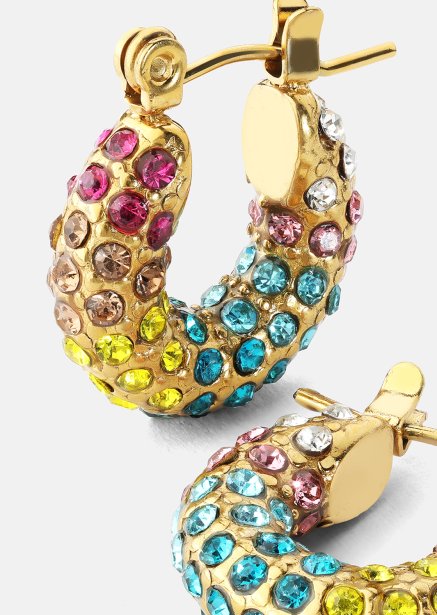 Colored Pearl Hoop Örhänge - 18k Guldpläterat