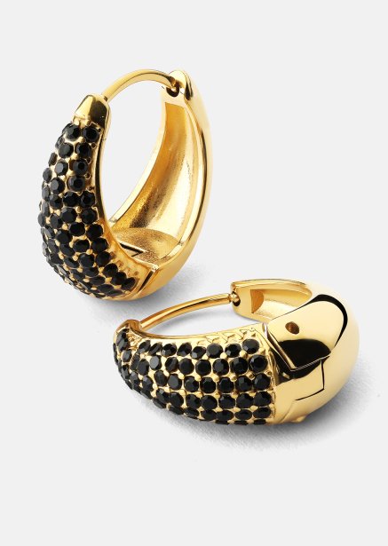 Örhänge Dark Crystal Hoop - 18k Guldpläterat