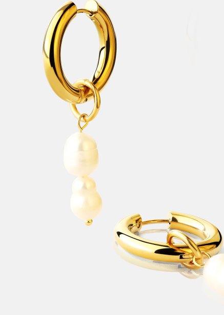 Örhänge Pearl Duo Drop- 18k Guldpläterat