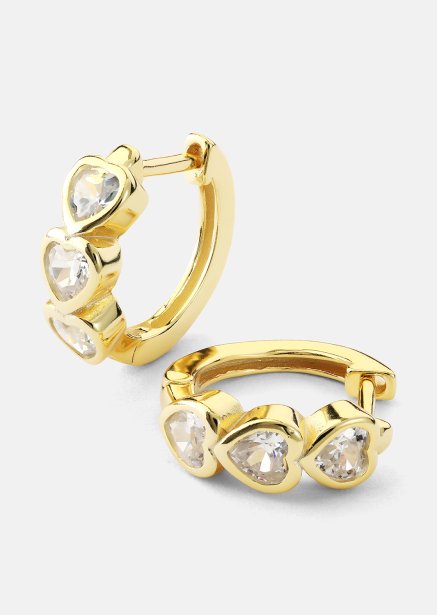 Örhänge Heart Hoops - 18k Guldpläterat