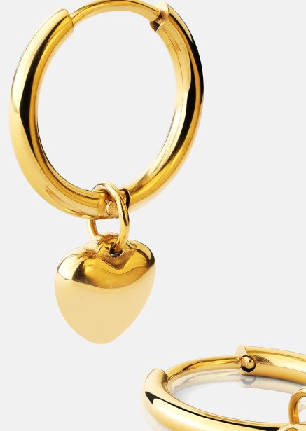 Örhänge Heart Hug Hoops - 18k Guldpläterat