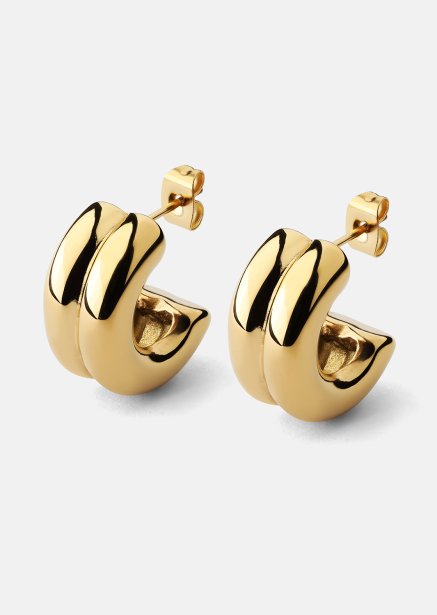 Örhänge Bold Curve - 18k Guldpläterat