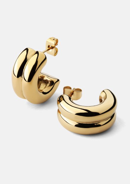 Örhänge Bold Curve - 18k Guldpläterat