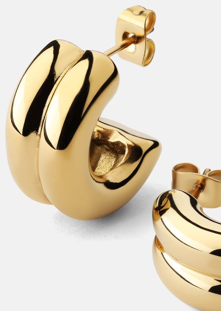 Örhänge Bold Curve - 18k Guldpläterat
