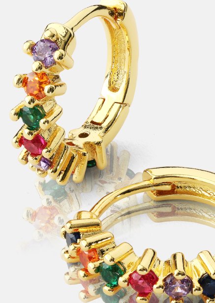 Örhänge Multicolor Shine - 18k Guldpläterat