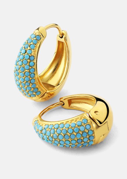 Örhänge Turquoise Crystal Bold Hoops - 18k Guldpläterat