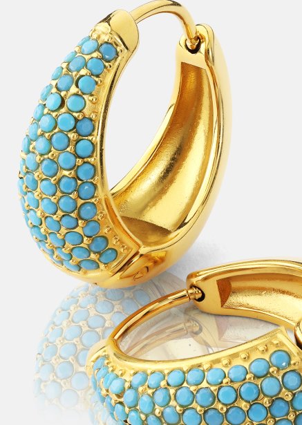Örhänge Turquoise Crystal Bold Hoops - 18k Guldpläterat