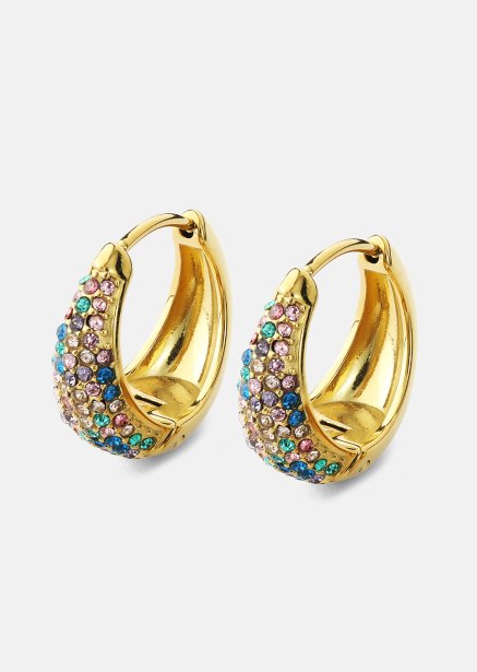 Örhänge Multicolor Crystal Bold Hoops - 18k Guldpläterat
