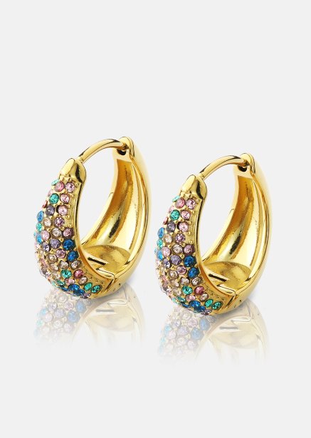 Örhänge Multicolor Crystal Bold Hoops - 18k Guldpläterat