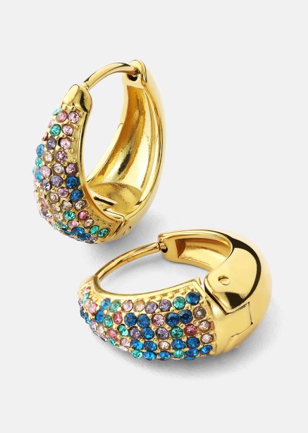 Örhänge Multicolor Crystal Bold Hoops - 18k Guldpläterat