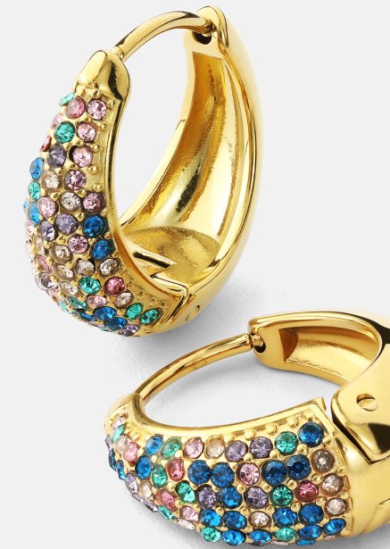 Örhänge Multicolor Crystal Bold Hoops - 18k Guldpläterat