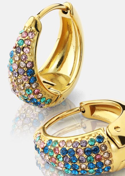 Örhänge Multicolor Crystal Bold Hoops - 18k Guldpläterat
