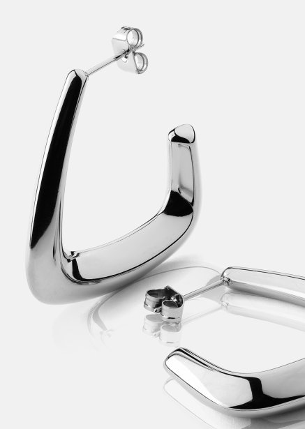 Örhängen Bold Curve – Silverpläterade