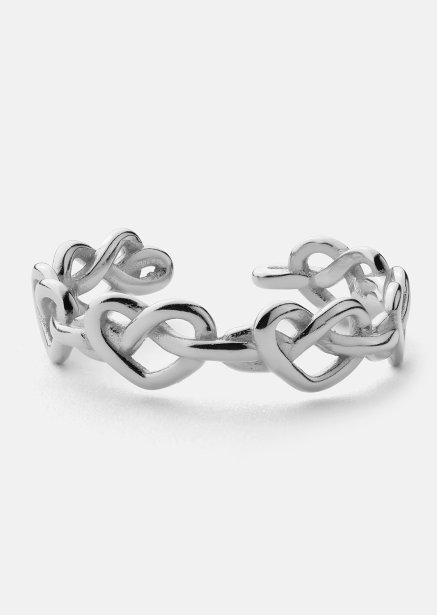 Ring Heart Link - Silverpläterad