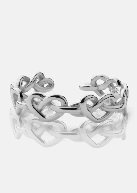 Ring Heart Link - Silverpläterad