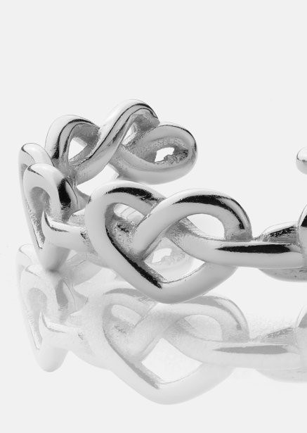 Ring Heart Link - Silverpläterad