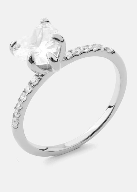 Heartlight Solitaire Ring - Silverpläterad