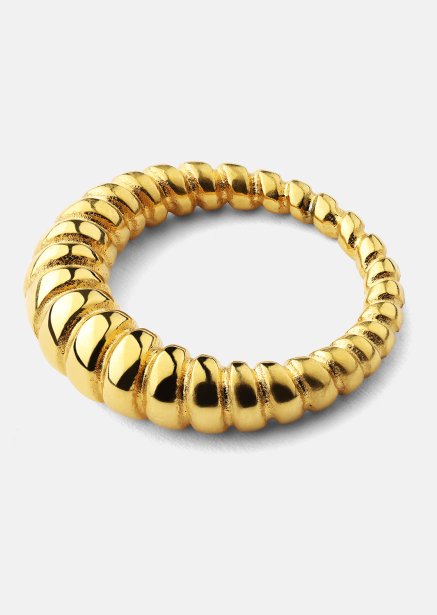 Ring Bold Ribbed - 18k Guldpläterad