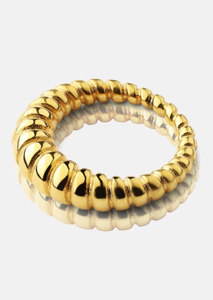 Ring Bold Ribbed - 18k Guldpläterad