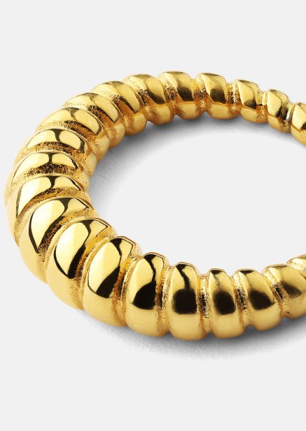 Ring Bold Ribbed - 18k Guldpläterad