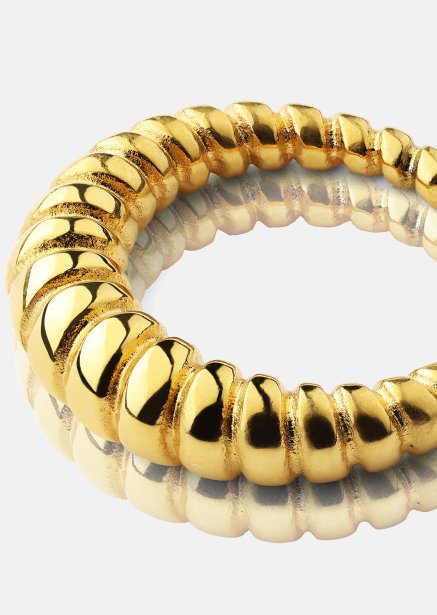 Ring Bold Ribbed - 18k Guldpläterad