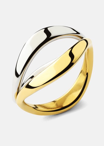 Ring Bicolor Wave - 18k Guldpläterad