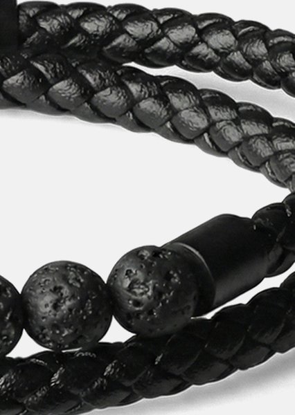 Läderarmband Obsidian Grip