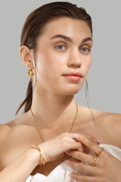 Armband Wave Cuff - 18k Guldpläterat