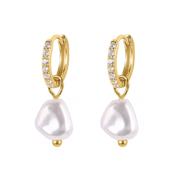 Pearl Charm Örhängen – 18k Guldpläterade