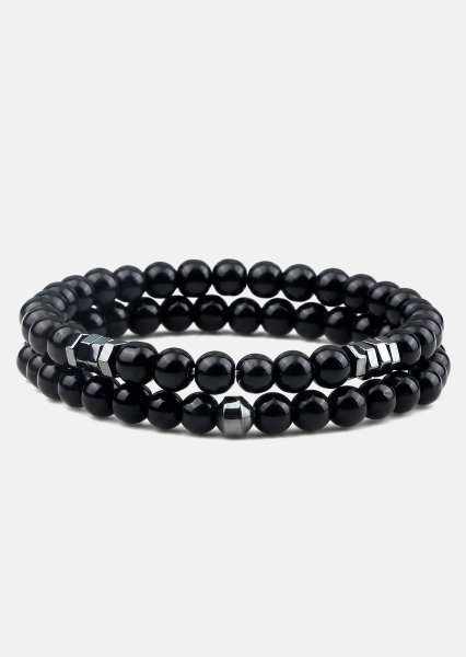 Pärlarmband Obsidian Halo