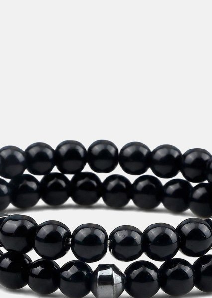 Pärlarmband Obsidian Halo
