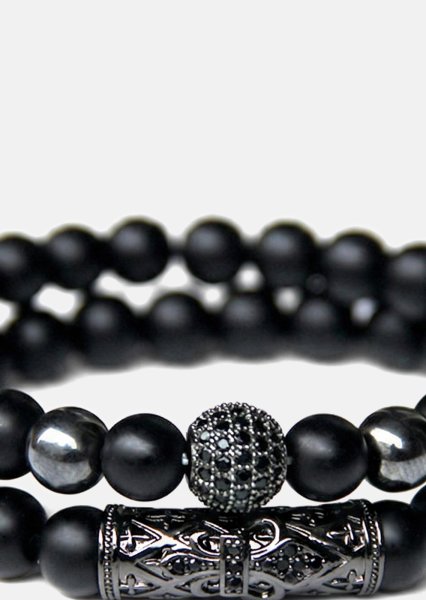 Pärlarmband Obsidian Crown