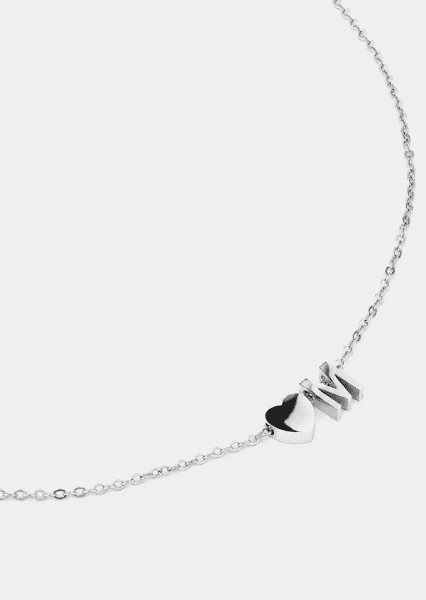 Halsband Heart Letter A-N - Silverpläterad
