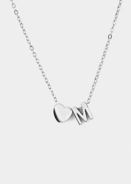 Halsband Heart Letter A-N - Silverpläterad