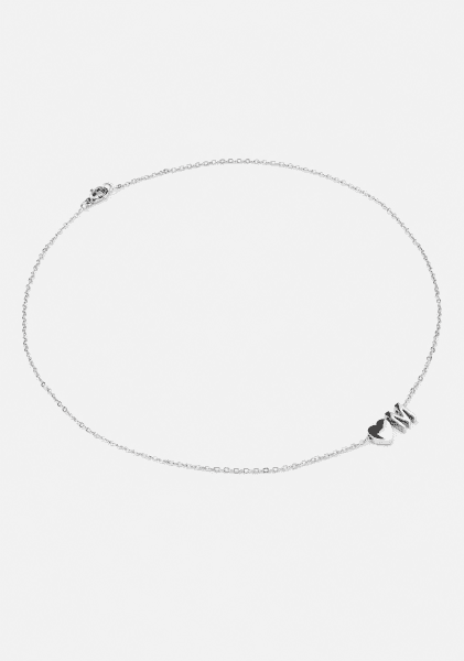 Halsband Heart Letter A-N - Silverpläterad