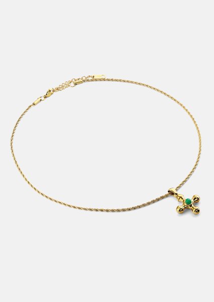 Emerald Cross Green Halsband – 18k Guldpläterat