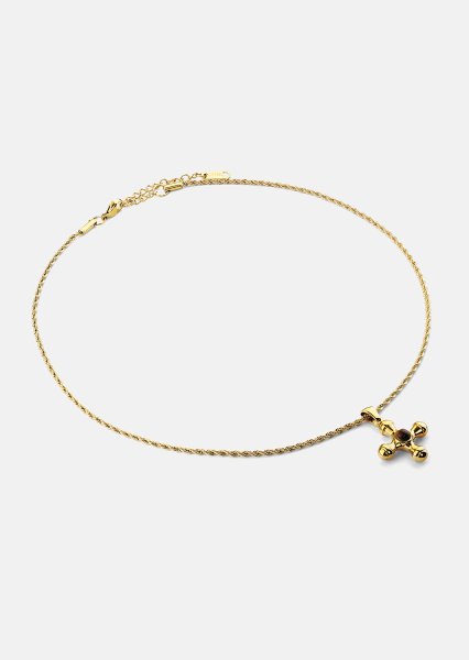 Emerald Cross Brown Halsband – 18k Guldpläterat
